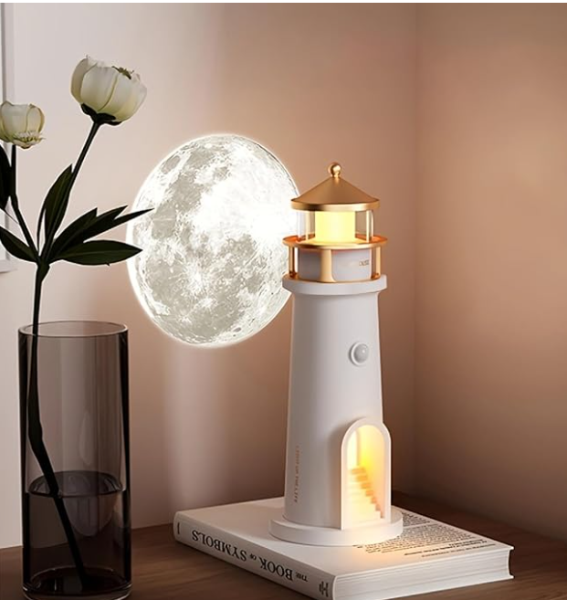 romantic moon lighthouse night light decor