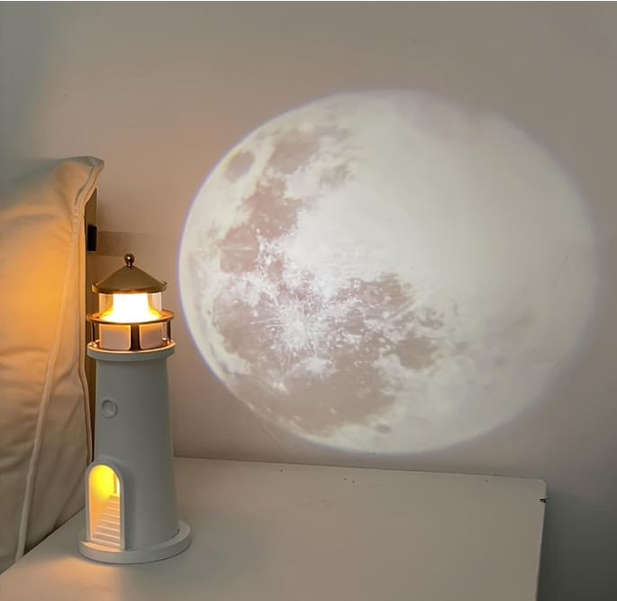 romantic moon lighthouse night light decor
